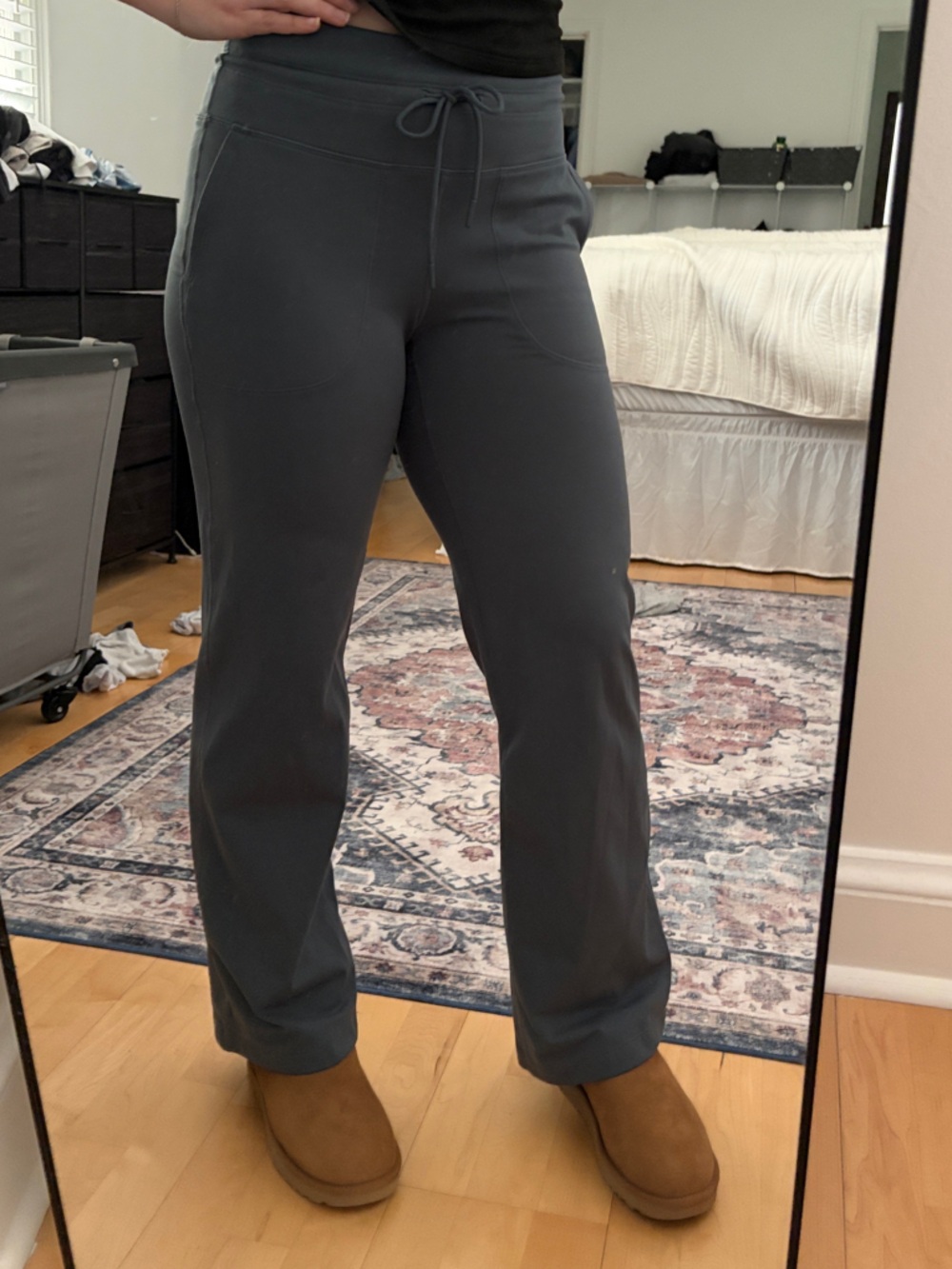 Mondetta Women's Grey Fleece lined Drawstring Track Pants